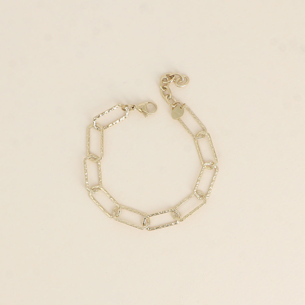 Bracelet - maille aux anneaux hexagonaux texturés (16+3 cm)