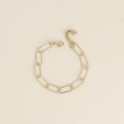 Bracelet - maille aux anneaux hexagonaux texturés (16+3 cm)