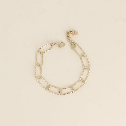 Bracelet - maille aux anneaux hexagonaux texturés (16+3 cm)