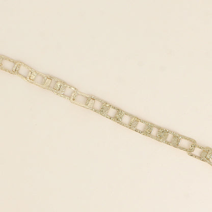 Bracelet - maille aux anneaux rectangulaires texturés (16+3 cm)