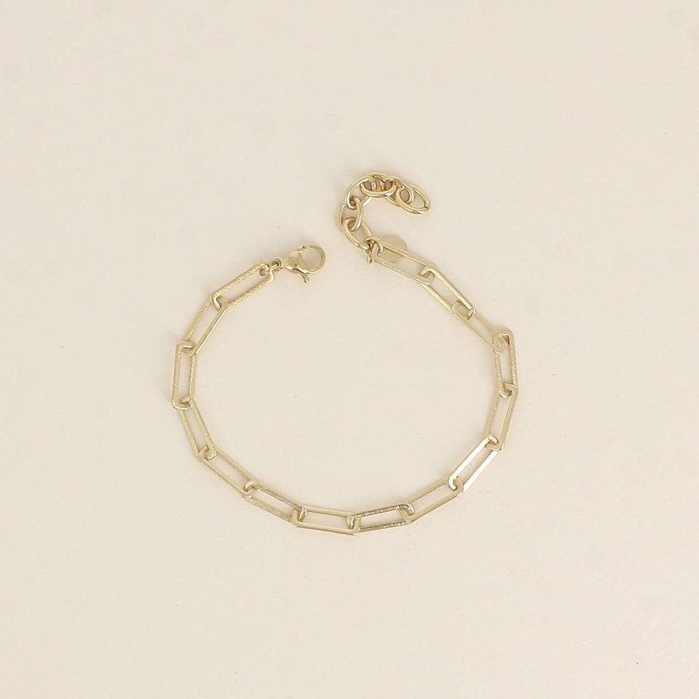 Bracelet - maille aux anneaux rectangulaires effet mat brossé (16,5+3 cm)