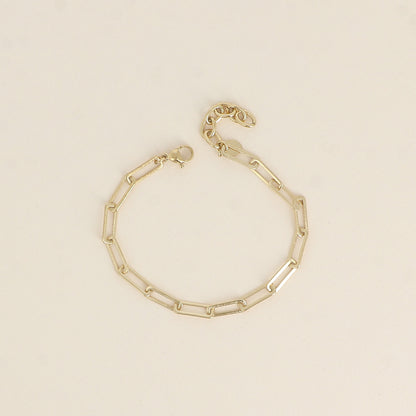 Bracelet - maille aux anneaux rectangulaires effet mat brossé (16,5+3 cm)