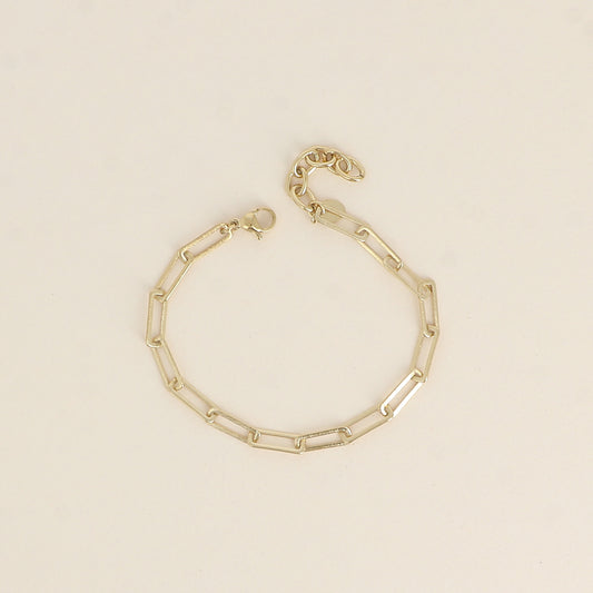 Bracelet - maille aux anneaux rectangulaires effet mat brossé (16,5+3 cm)