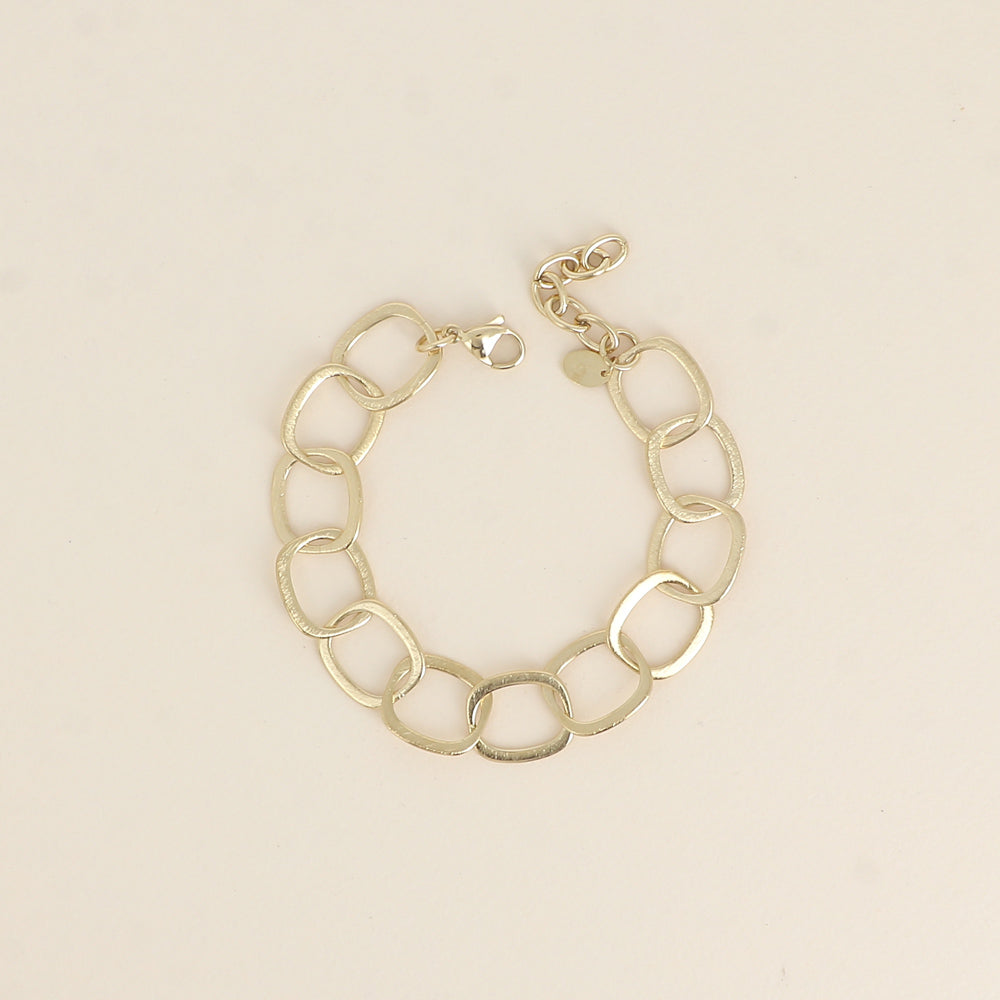 Bracelet - maille aux grands anneaux ovales effet mat brossé (16,5+3 cm)