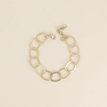 Bracelet - maille aux grands anneaux ovales effet mat brossé (16,5+3 cm)