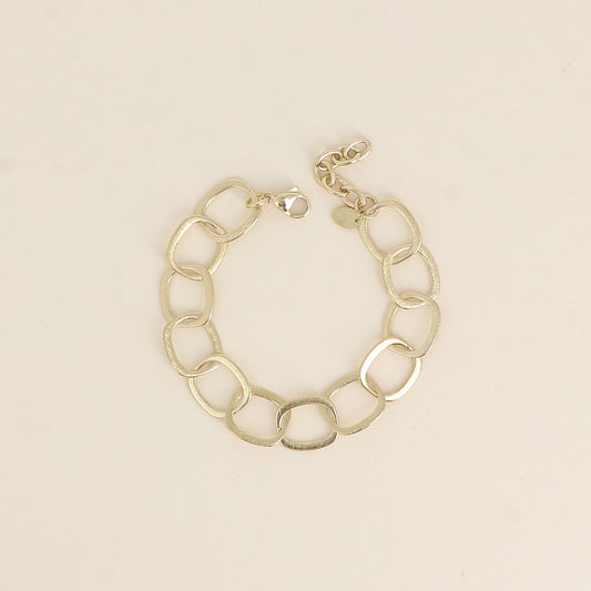 Bracelet - maille aux grands anneaux ovales effet mat brossé (16,5+3 cm)