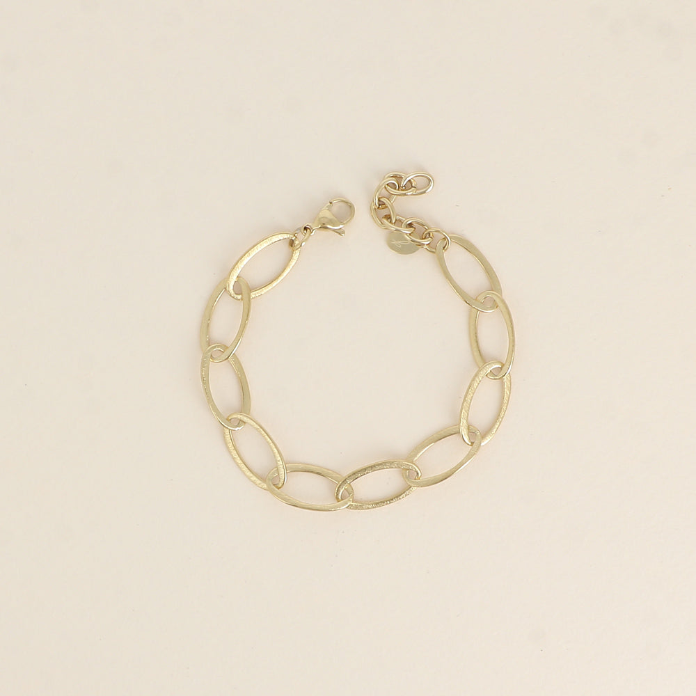 Bracelet - maille aux anneaux ovales effet mat brossé 16,5+3 cm