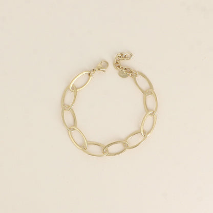 Bracelet - maille aux anneaux ovales effet mat brossé 16,5+3 cm