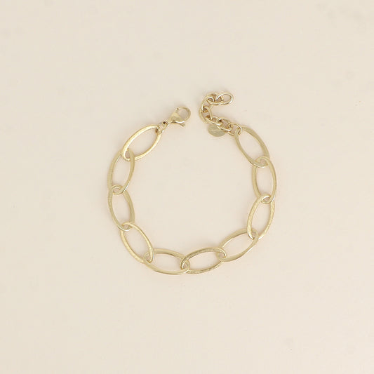 Bracelet - maille aux anneaux ovales effet mat brossé 16,5+3 cm