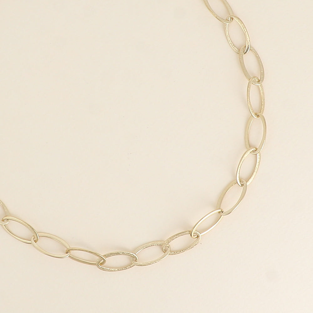 Collier - maille aux anneaux ovales effet mat brossé 41+7 cm