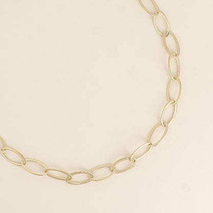 Collier - maille aux anneaux ovales effet mat brossé 41+7 cm