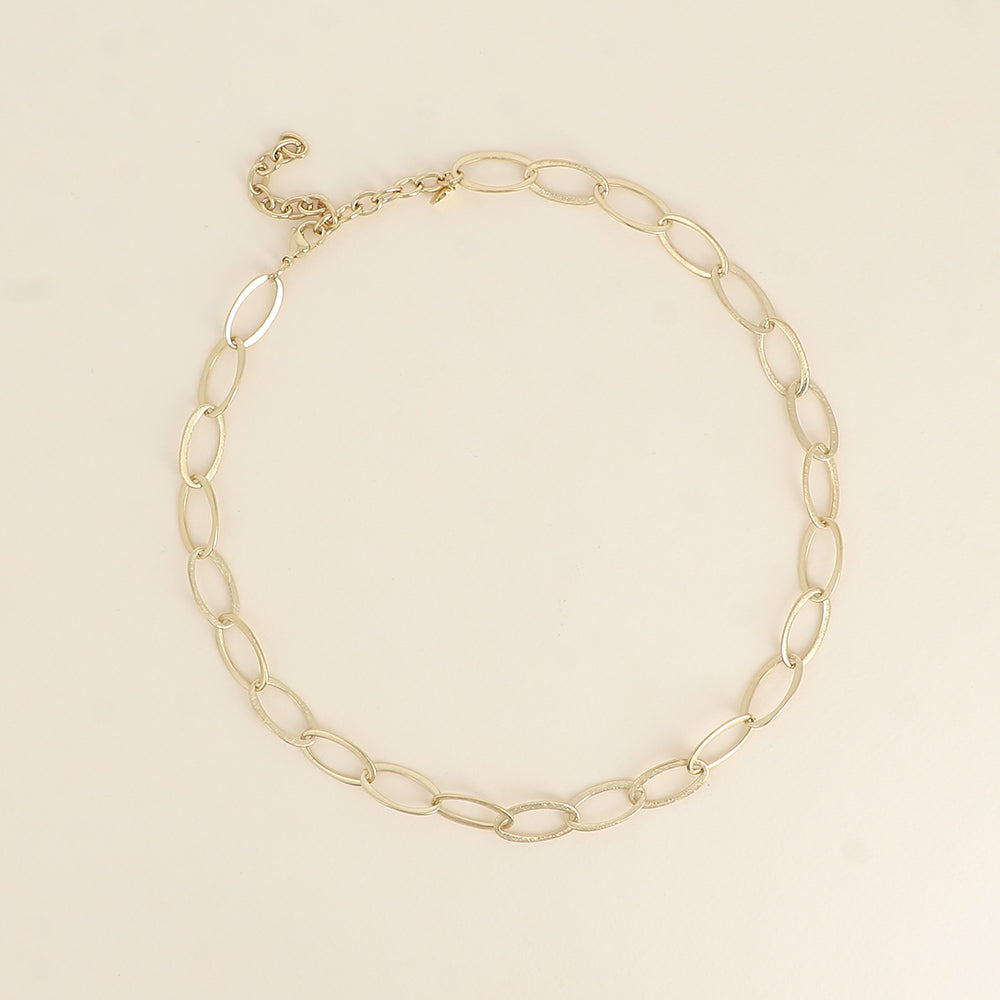 Collier - maille aux anneaux ovales effet mat brossé 41+7 cm