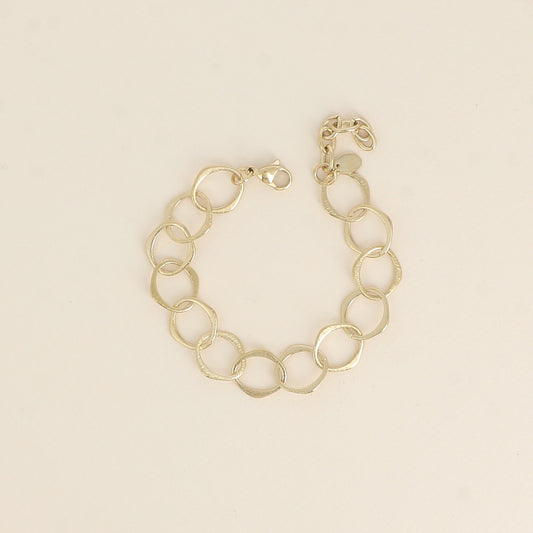 Bracelet - maille aux grands anneaux ovales effet mat brossé 16,5+3 cm