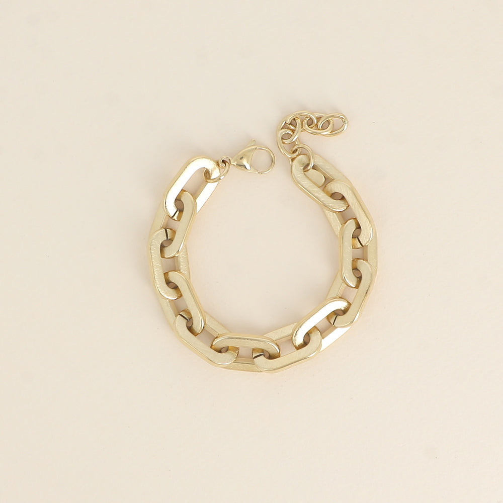 Bracelet - maille aux anneaux ovales épais effet mat brossé 16.5+3 cm