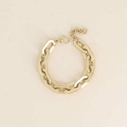 Bracelet - maille aux anneaux ovales épais effet mat brossé 16.5+3 cm