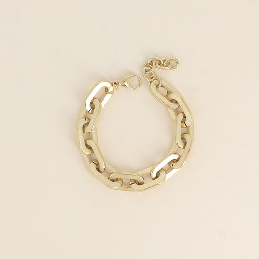 Bracelet - maille aux anneaux ovales épais effet mat brossé 16.5+3 cm