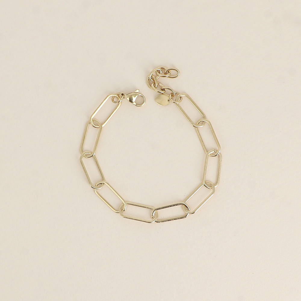 Bracelet - maille aux anneaux ovales fins effet mat brossé (16,5+3 cm)