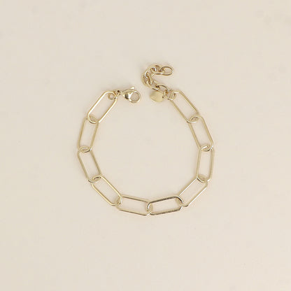 Bracelet - maille aux anneaux ovales fins effet mat brossé (16,5+3 cm)