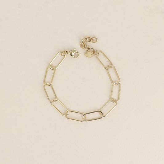Bracelet - maille aux anneaux ovales fins effet mat brossé (16,5+3 cm)
