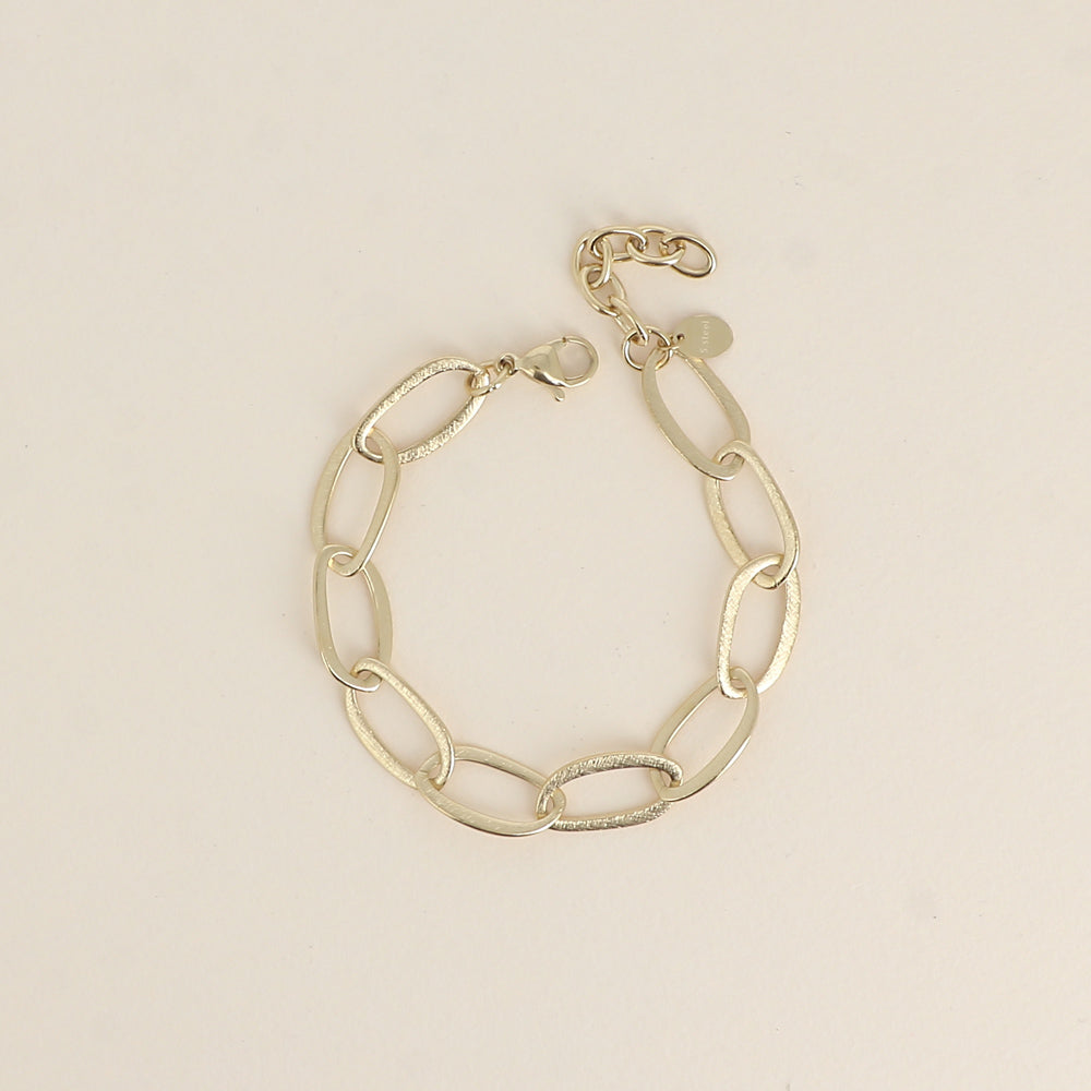 Bracelet - maille aux grands anneaux ovales effet mat brossé 16,5+3 cm