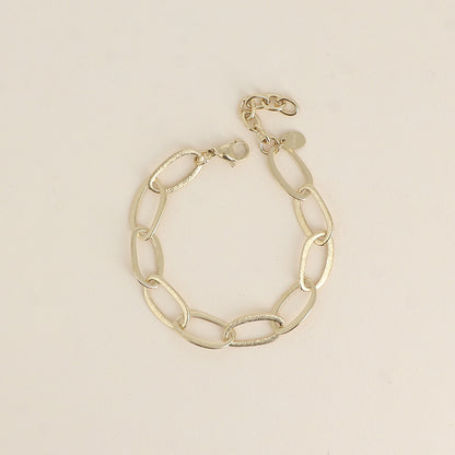Bracelet - maille aux grands anneaux ovales effet mat brossé 16,5+3 cm