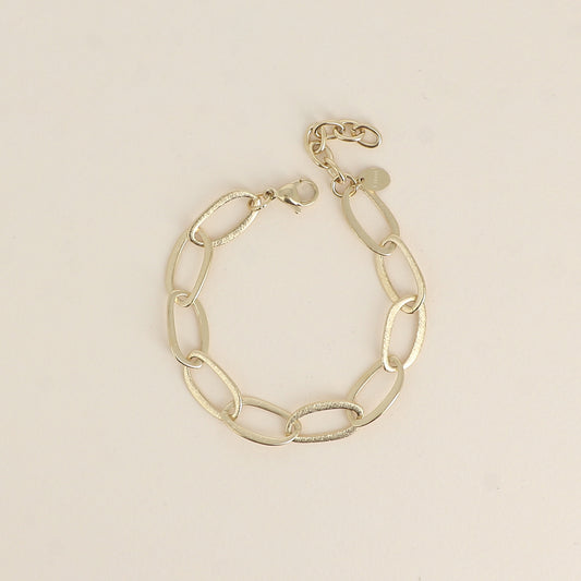 Bracelet - maille aux grands anneaux ovales effet mat brossé 16,5+3 cm