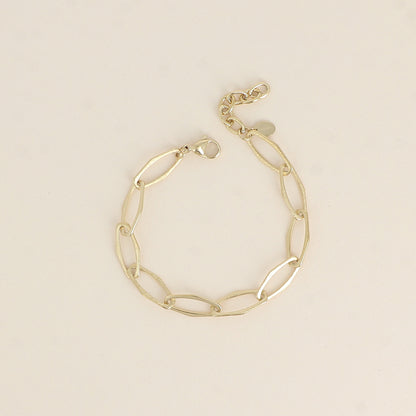 Bracelet - maille aux grands anneaux hexagonaux effet mat brossé (16,5+3 cm)