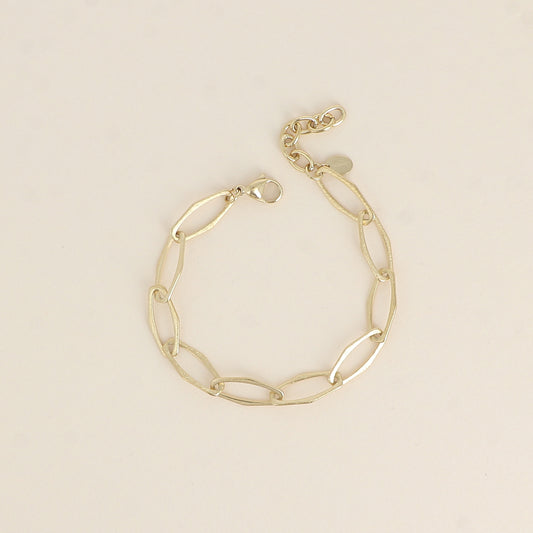 Bracelet - maille aux grands anneaux hexagonaux effet mat brossé (16,5+3 cm)