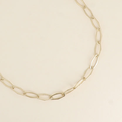 Collier - maille aux grands anneaux hexagonaux effet mat brossé 41+7 cm