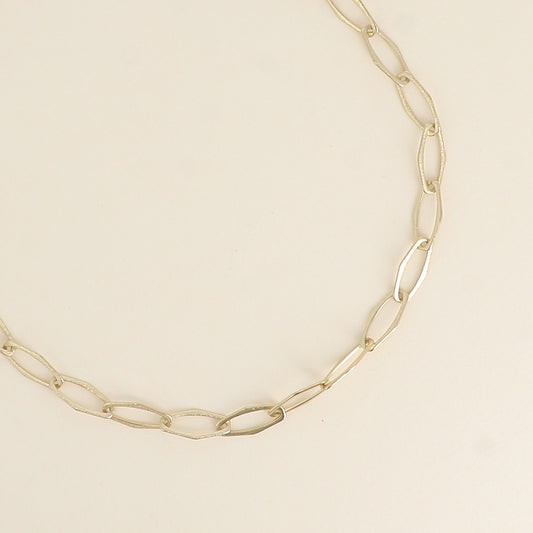 Collier - maille aux grands anneaux hexagonaux effet mat brossé 41+7 cm
