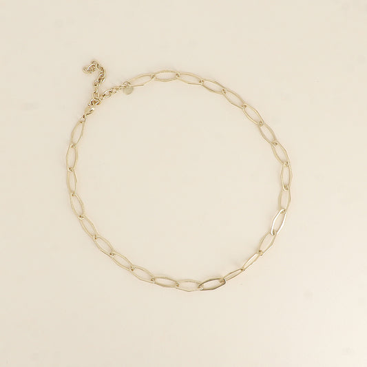 Collier - maille aux grands anneaux hexagonaux effet mat brossé 41+7 cm