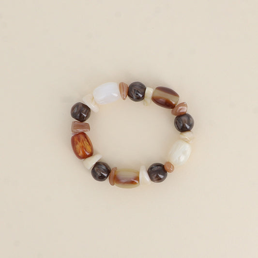 Bracelet élastique - perles en résine ambre