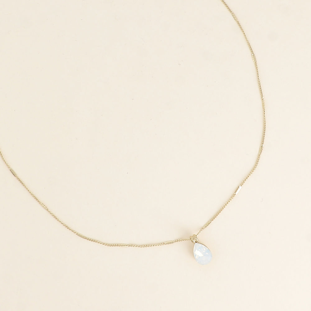 Collier orné de cristaux de Swarovski® en forme de goutte - Longueur de chaîne : 38+7 cm - Dimensions du cristal : 7x10 mm - White opal