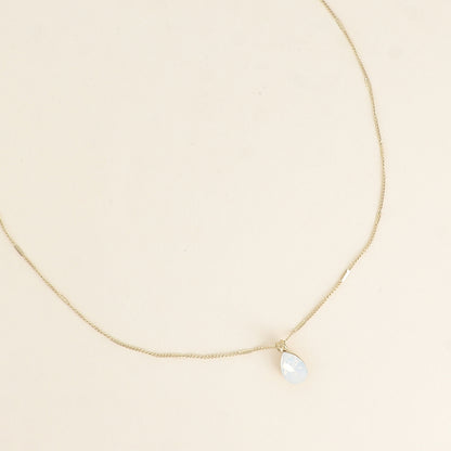 Collier orné de cristaux de Swarovski® en forme de goutte - Longueur de chaîne : 38+7 cm - Dimensions du cristal : 7x10 mm - White opal
