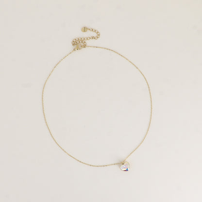Collier avec cœur de 10mm en cristal de Swarovski® - 37+7 cm - AB