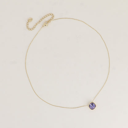 Collier orné de cristal de Swarovski® 8 mm - Longueur de chaîne : 39+5 cm - Diamètre du cristal : 8 mm - Tanzanite
