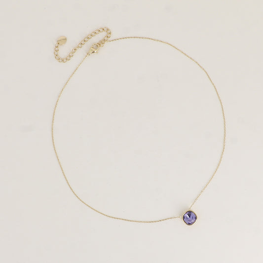 Collier orné de cristal de Swarovski® 8 mm - Longueur de chaîne : 39+5 cm - Diamètre du cristal : 8 mm - Tanzanite
