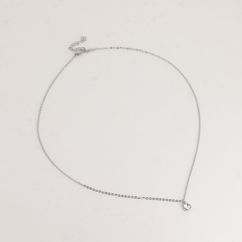 Collier rhodium - Cristal SS24 - Orné de cristaux de Swarovski® - 45+5 cm - Diamètre du cristal : 5 mm - Crystal