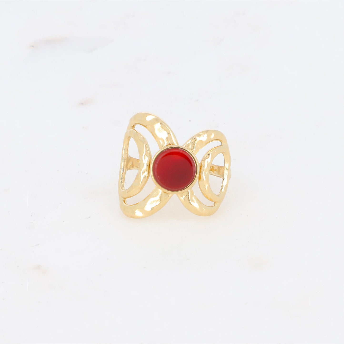 Bague ajourée avec pierre naturelle - Cornaline