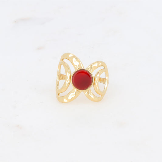 Bague ajourée avec pierre naturelle - Cornaline