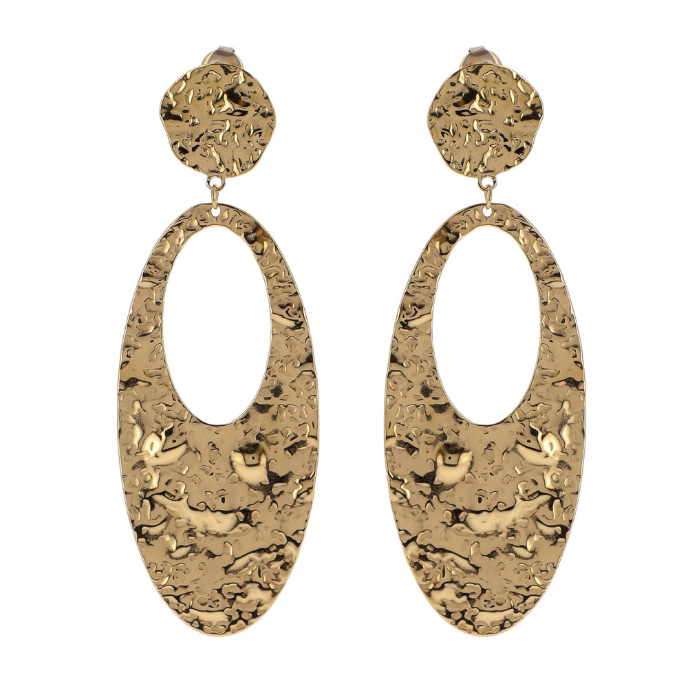 Boucles d'oreilles à puce Goutte effet martelé