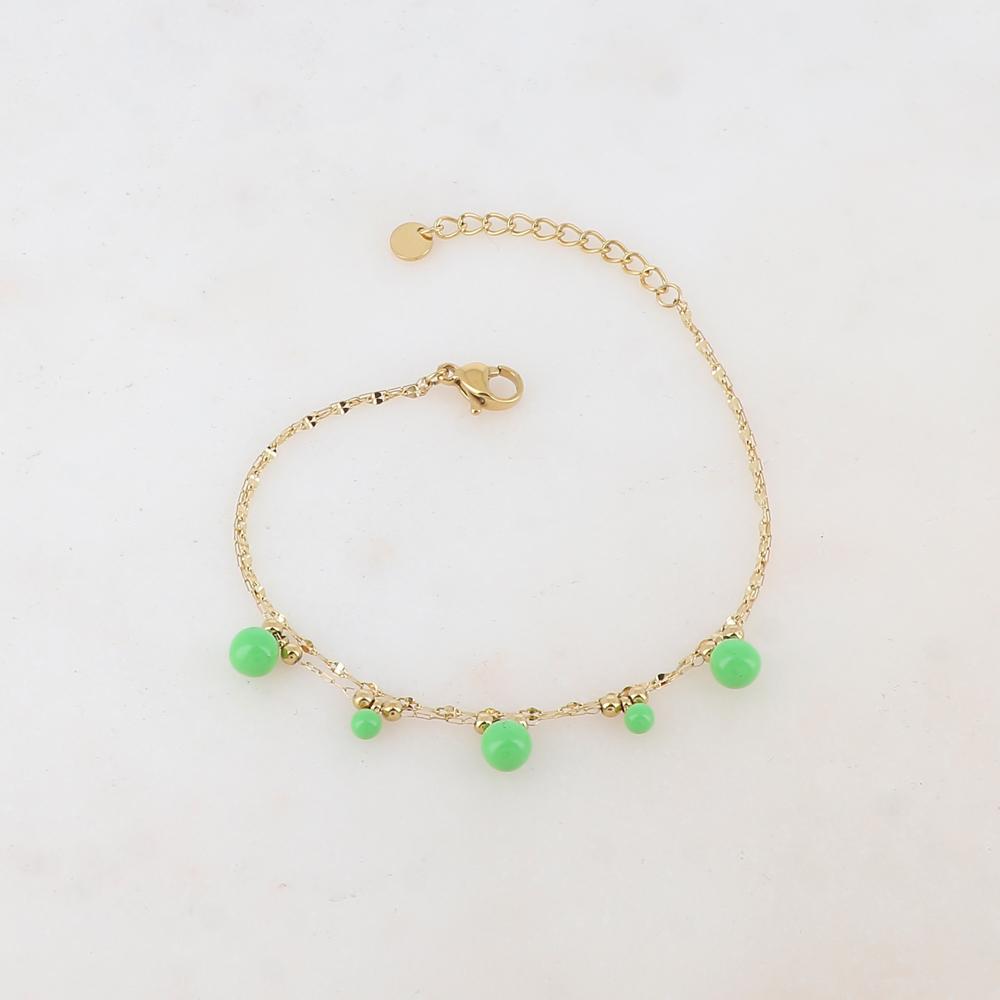 Bracelet double rangs avec petites boules et émail