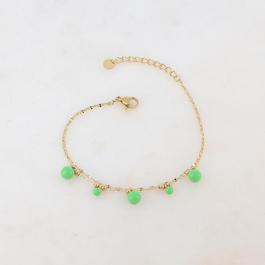 Bracelet double rangs avec petites boules et émail