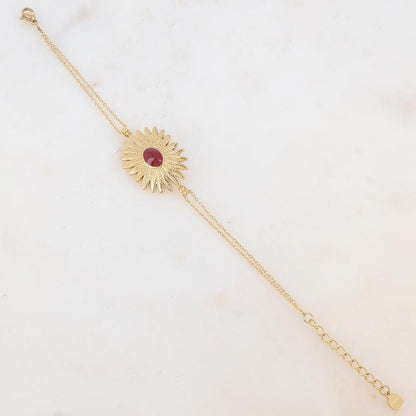 Bracelet deux rangs avec feuillage émaillé