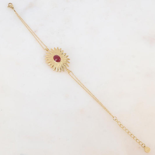Bracelet deux rangs avec feuillage émaillé