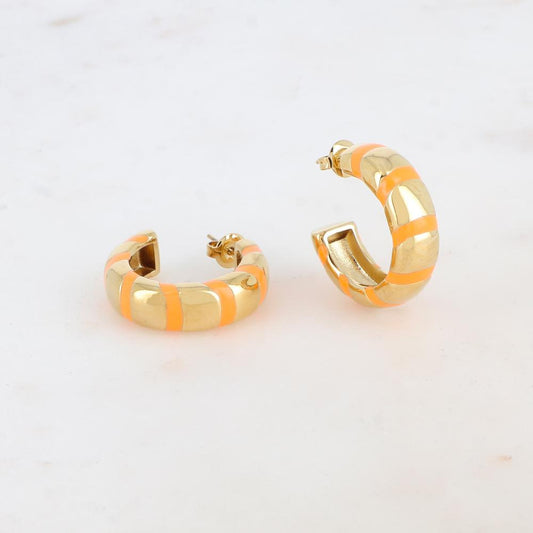 Créoles à puce émaillées, épaisses, lisses et avec effet miroir (2.6CM)