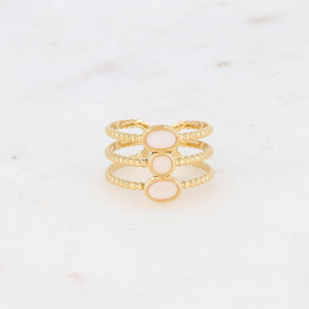 Bague triple rangs avec pierres naturelles - Agate