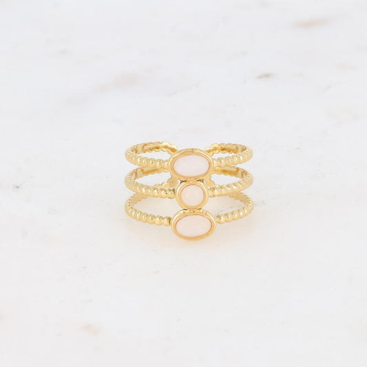 Bague triple rangs avec pierres naturelles - Agate