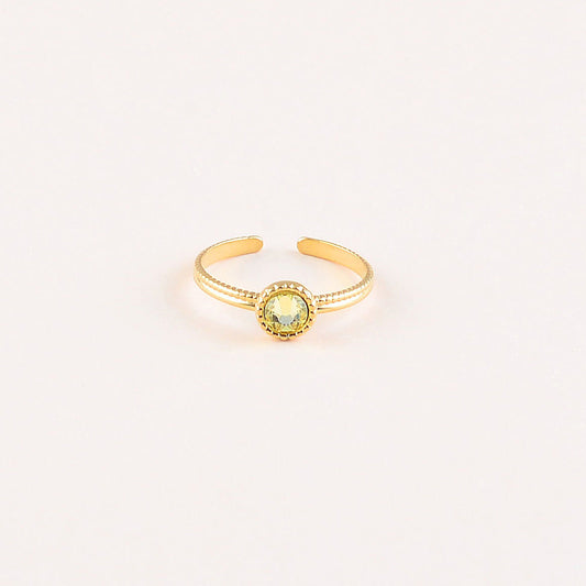 Bague fine ornée de cristaux de Swarovski® - Hauteur de la bague: 2 mm - Dimensions du cristal : 5x5 mm - Jonquil