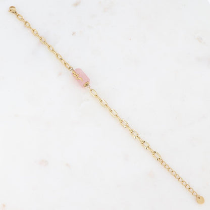 Bracelet en maille avec pierre naturelle et serpent - Quartz rose